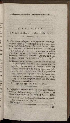 I. Ausgaben griechischer Schriftsteller.