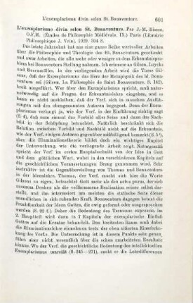 601-602 [Rezension] Bissen, Jean-Marie, L' exemplarisme divin selon Saint Bonaventure