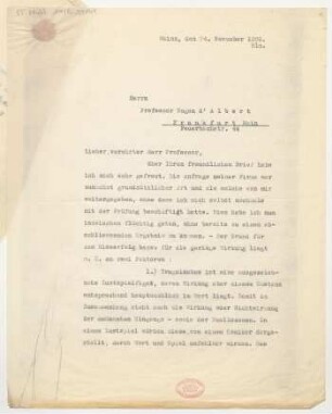 Brief an Eugen d' Albert : 24.11.1926