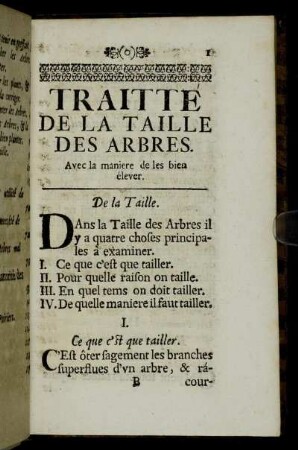 Traitte De La Taille Des Arbres.