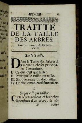 Traitte De La Taille Des Arbres.