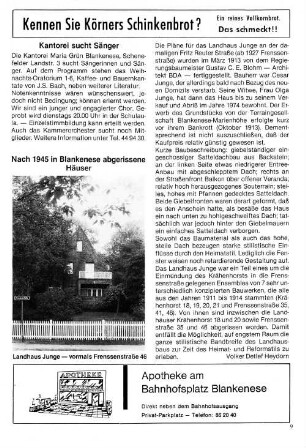 Nach 1945 in Blankenese abgerissene Häuser
