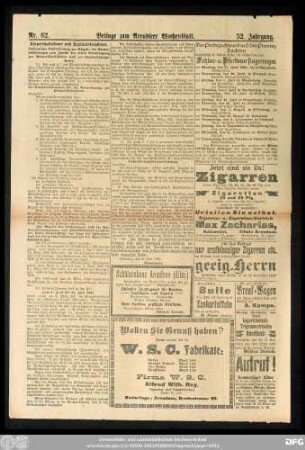 Arendsee'r Wochenblatt, Nr. 62. Beilage zum Arendseer Wochenblatt.