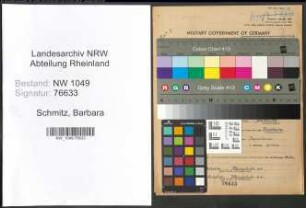 Entnazifizierung Barbara Schmitz , geb. 25.09.1898 (Lehrerin)