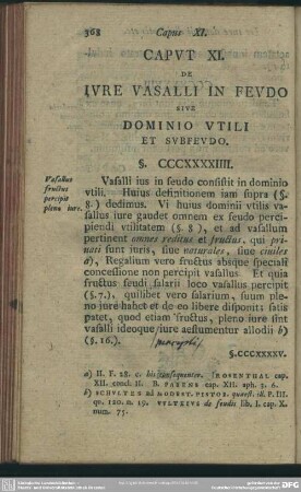 Caput XI. De Iure Vasalli In Feudo Sive Dominio Utili Et Subfeudo