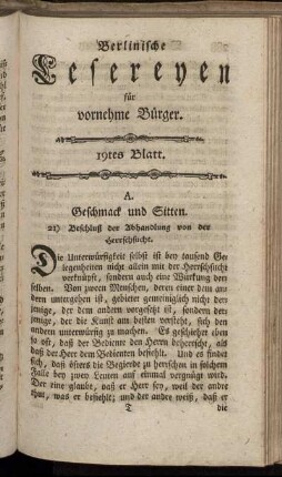 Neunzehntes Blatt.