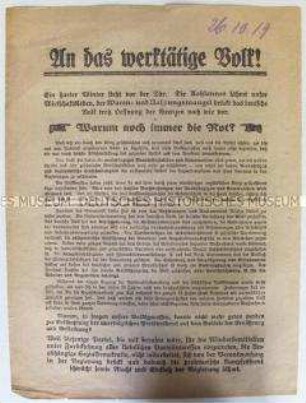 Propagandaflugblatt der SPD mit Polemik gegen USPD und KPD