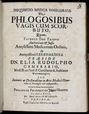 Disquisitio Medica Inauguralis De Phlogosibus Vagis Cum Scorbuto