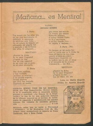 ¡Mañana... es mentira! : Tango