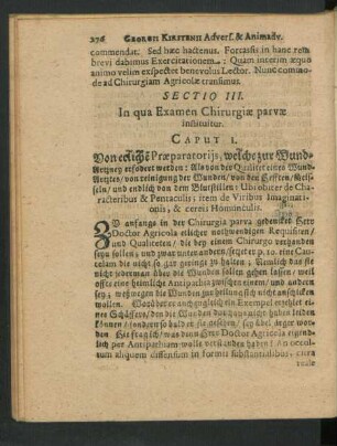 Sectio III. In qua Examen Chirurgiae parvae instituitur.