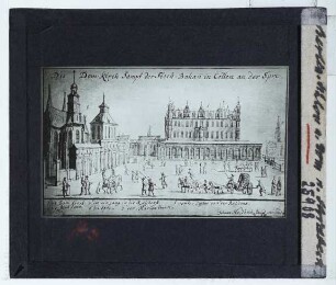 Berlin, Schloss,Stridbeck (d.J.), Berlin 1690, Domkirche und Stechbahn (Zeichnung)