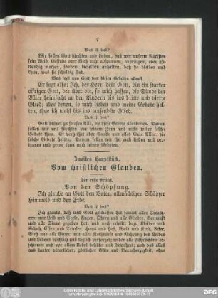 Zweites Hauptstück. Vom christlichen Glauben.