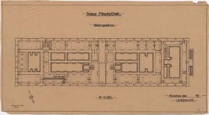 Voit, August von; München; Neue Pinakothek - Grundriss Keller