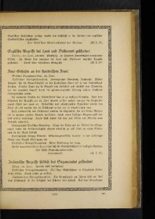 Englische Angriffe bei Loos und Bullecourt gescheitert.