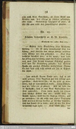 Nr. 29. Fräulein Rudenschöld an G. M. Armfeldt. Stockholm den 24sten May 1793