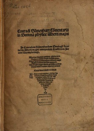 Commentaria in Summam physice Alberti Magni