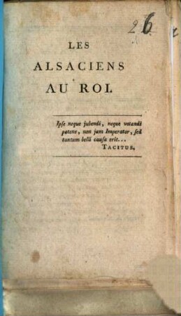 Les Alsaciens au roi