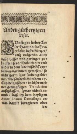 An den guthertzigen Leser.