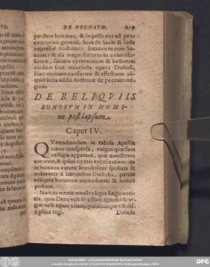 De Reliquiis Bonorum In Homine post lapsum. Caput IV.