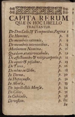 Capita Rerum Quæ in Hoc Libello Tractantur.