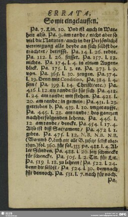 Errata, So mit eingelauffen