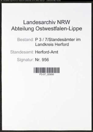 Heiratsregister Standesamt Herford-Amt