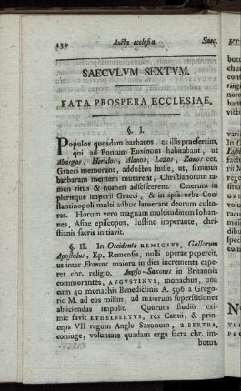 Saeculum Sextum. Fata Prospera Ecclesiae.