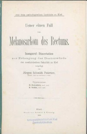 Ueber einen Fall von Melanosarkom des Rectums