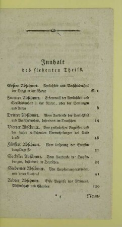 Innhalt des siebenten Theils