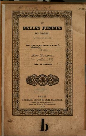 Les belles femmes de Paris : vaudeville en un acte