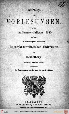 Sommersemester 1880