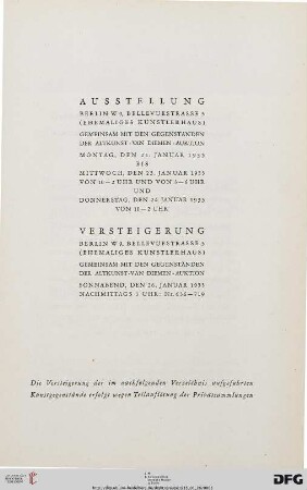 Austellung/Versteigerung