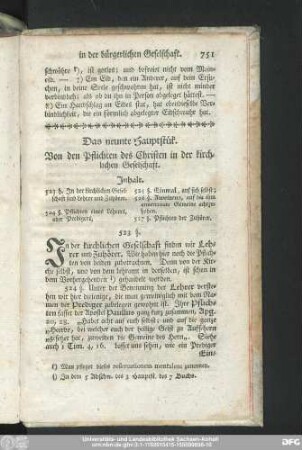 Das neunte Hauptstük. Von den Pflichten des Christen in der kirchlichen Geselschaft.