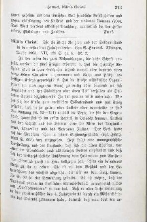 313-314 [Rezension] Harnack, Adolf von, Militia Christi