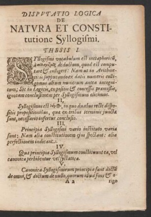 Disputatio Logica De Natura Et Constitutione Syllogismi.
