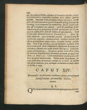Caput XIV. De nonnullis ad uberiorem conditionis ultimae principiorum demonstrationis pertinentibus exlicationem.