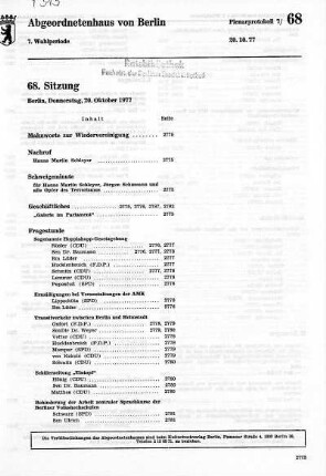 Nr. 68, 20. Oktober 1977