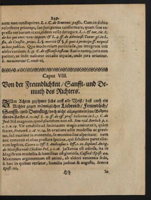 Caput VIII. Von der Freundlichkeit/ Sanfft- und Demuth des Richters.