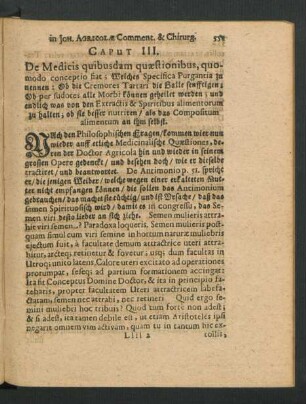 Caput III. De Medicis quibusdam quaestionibus, quomodo conceptio fiat ...