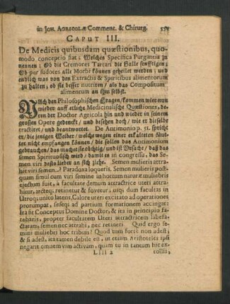 Caput III. De Medicis quibusdam quaestionibus, quomodo conceptio fiat ...