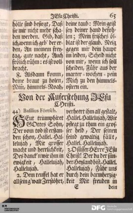 Von der Auferstehung JEsu CHristi.