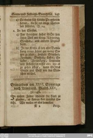 Evangelium am XXVI. Sonntage nach Trinitatis. Matth. XXV, 31 - 46.
