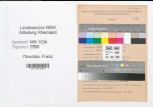 Entnazifizierung Franz Dirschka , geb. 04.10.1900 (Zahlmeister)