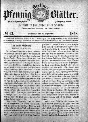 No. 37, Sonnabend, den 12. September