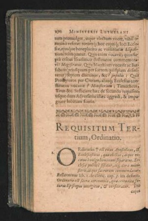Requisitum Tertium, Ordinatio.