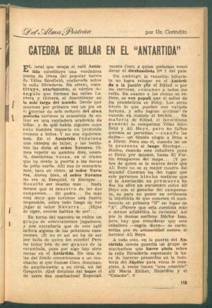 Catedra de billar en el "Antártida" : Del alma porteña