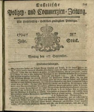 35tes Stueck, Montag den 1ten September 1794