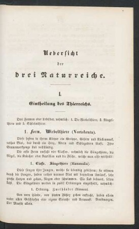 Uebersicht der drei Naturreiche.