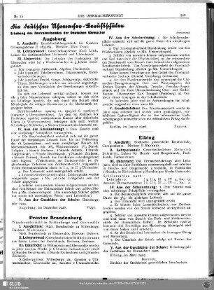 Die deutschen Uhrmacher-Berufsschulen (Fortsetzung)