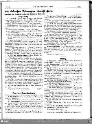 Die deutschen Uhrmacher-Berufsschulen (Fortsetzung)